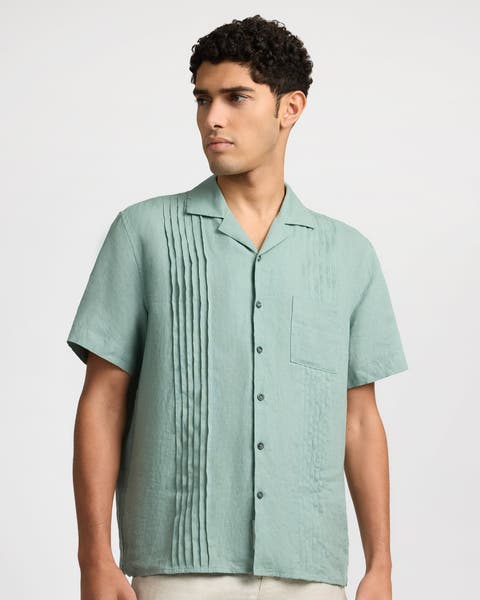 Linen Pintuck Camp Shirt