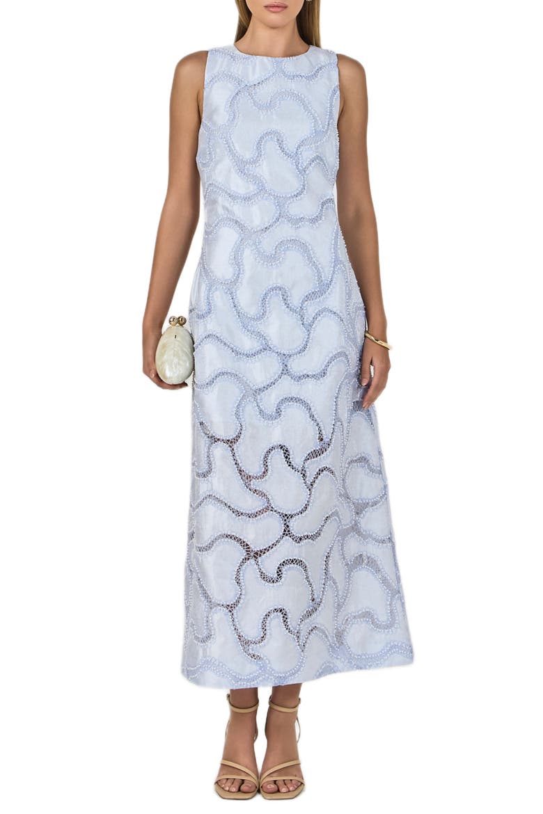 Beaded Embellishment Sleeveless Dress, Main, color, POWDER BLUE