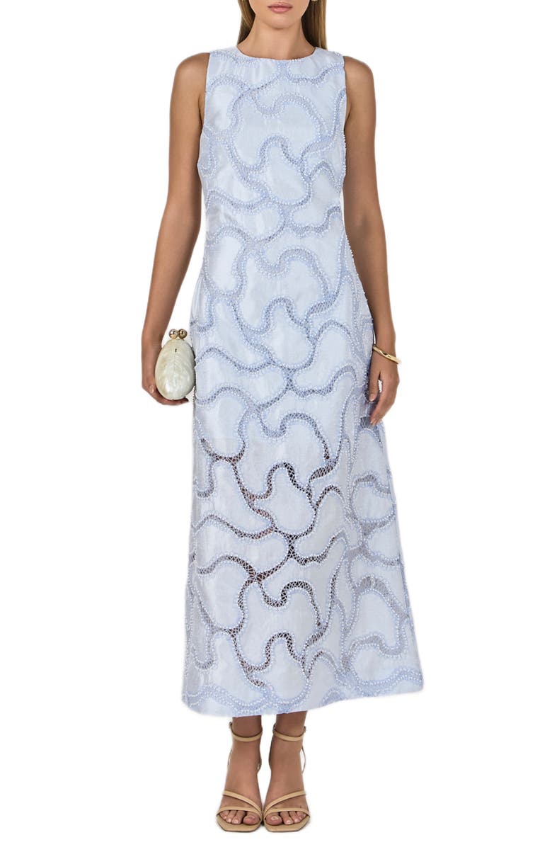 Endless Rose Beaded Embellishment Sleeveless Dress, Main, color, Powder Blue