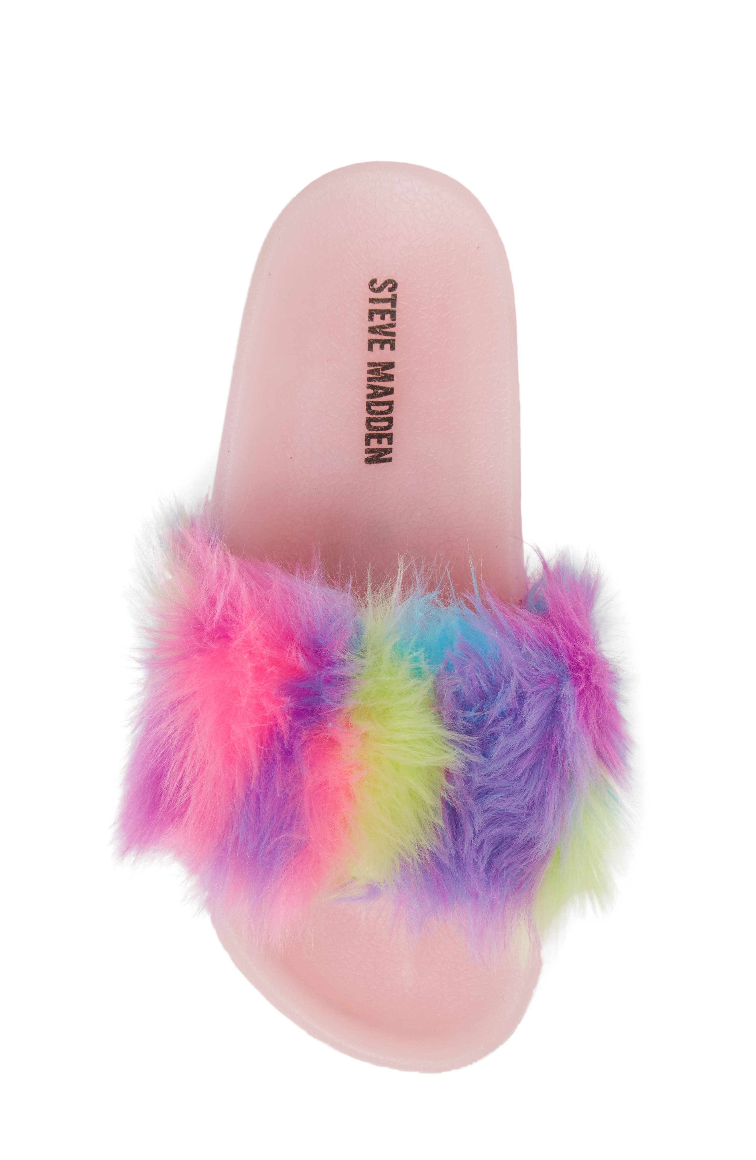 Jlights Faux Fur Light-Up Slide Sandal, Alternate, color, MULTI