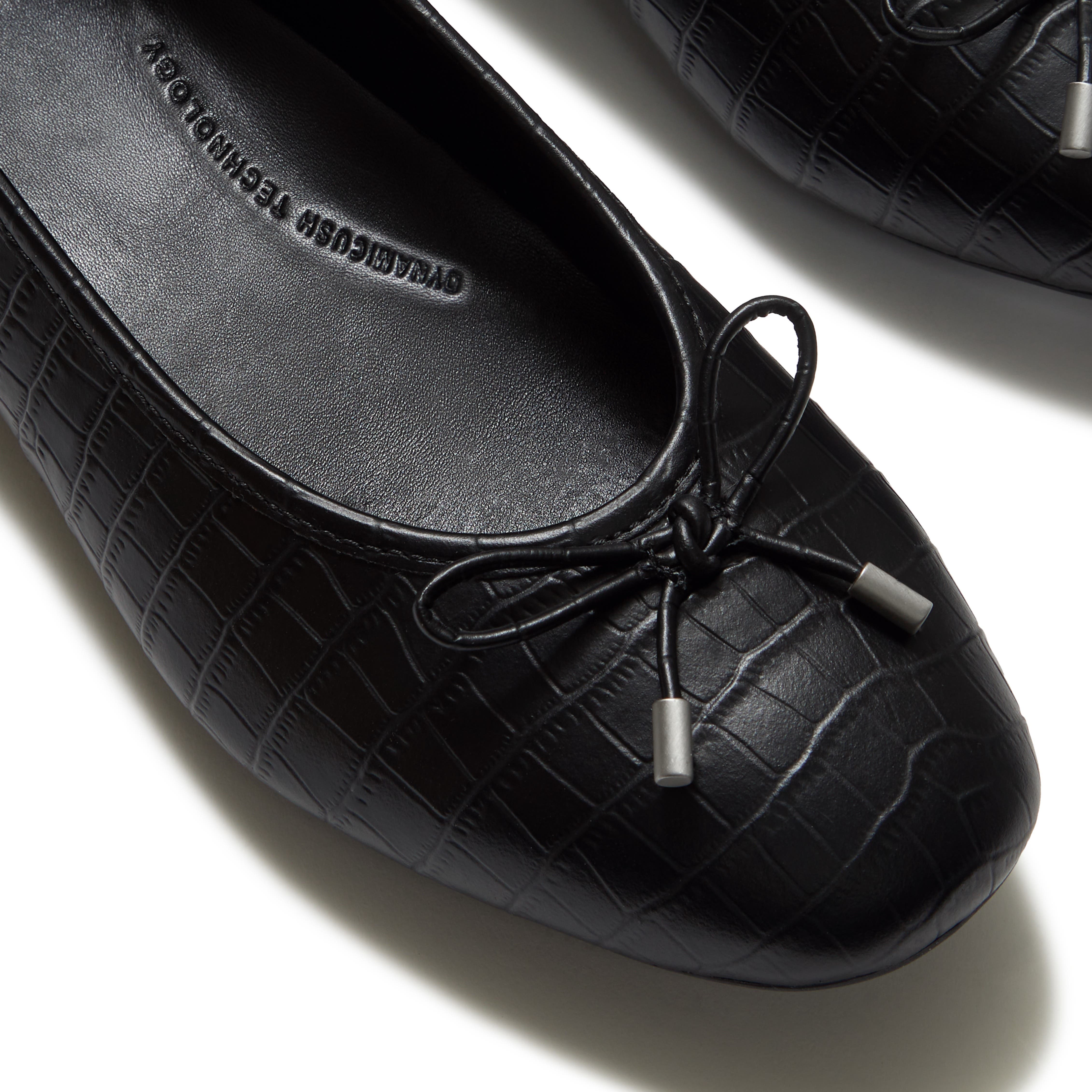 Delicato Crocodile Ballerinas Flats, Alternate, color, All Black