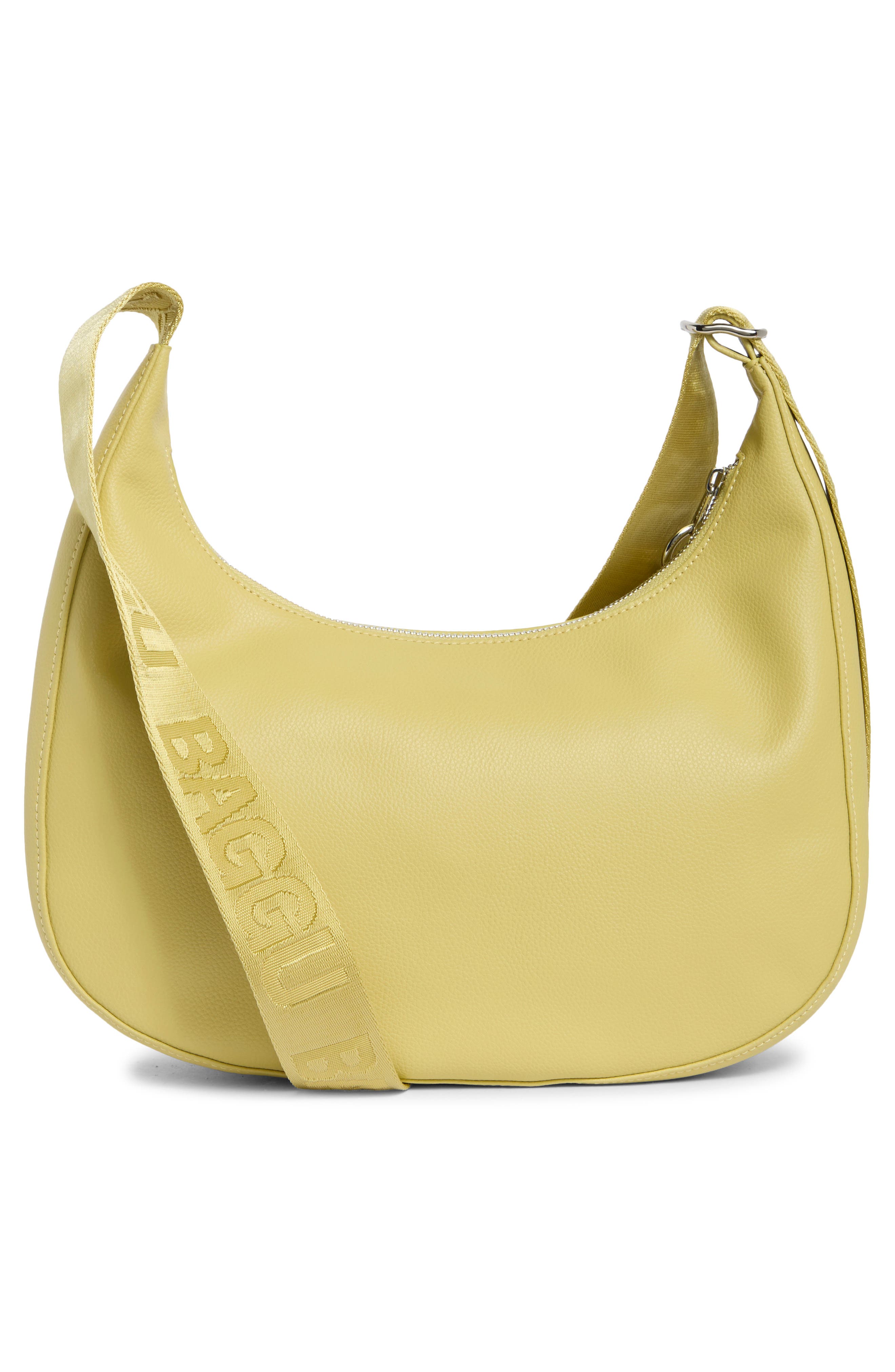 Baggu Medium Recycled Leather Crescent Bag, Alternate, color, Straw