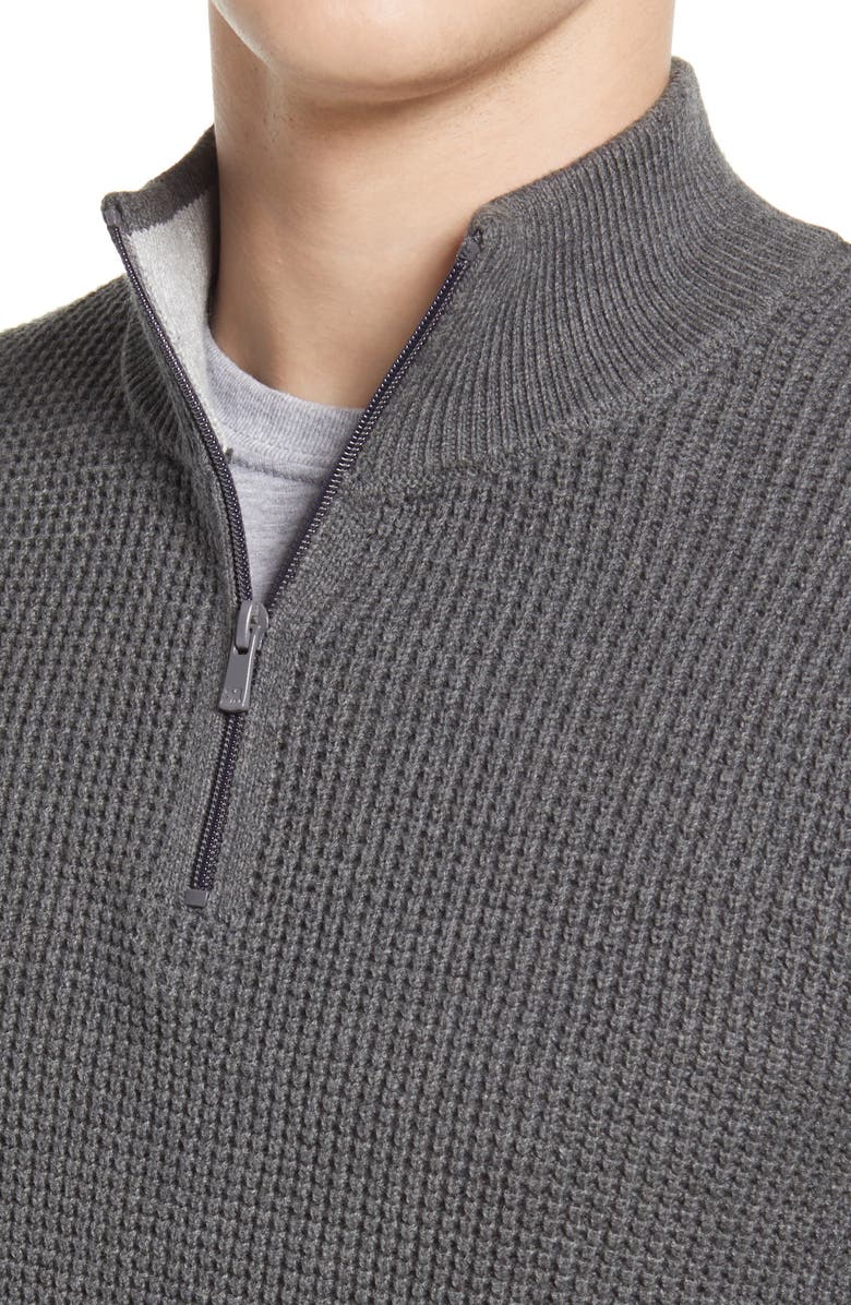 The Normal Brand Waffle Knit Quarter Zip Pullover, Alternate, color,