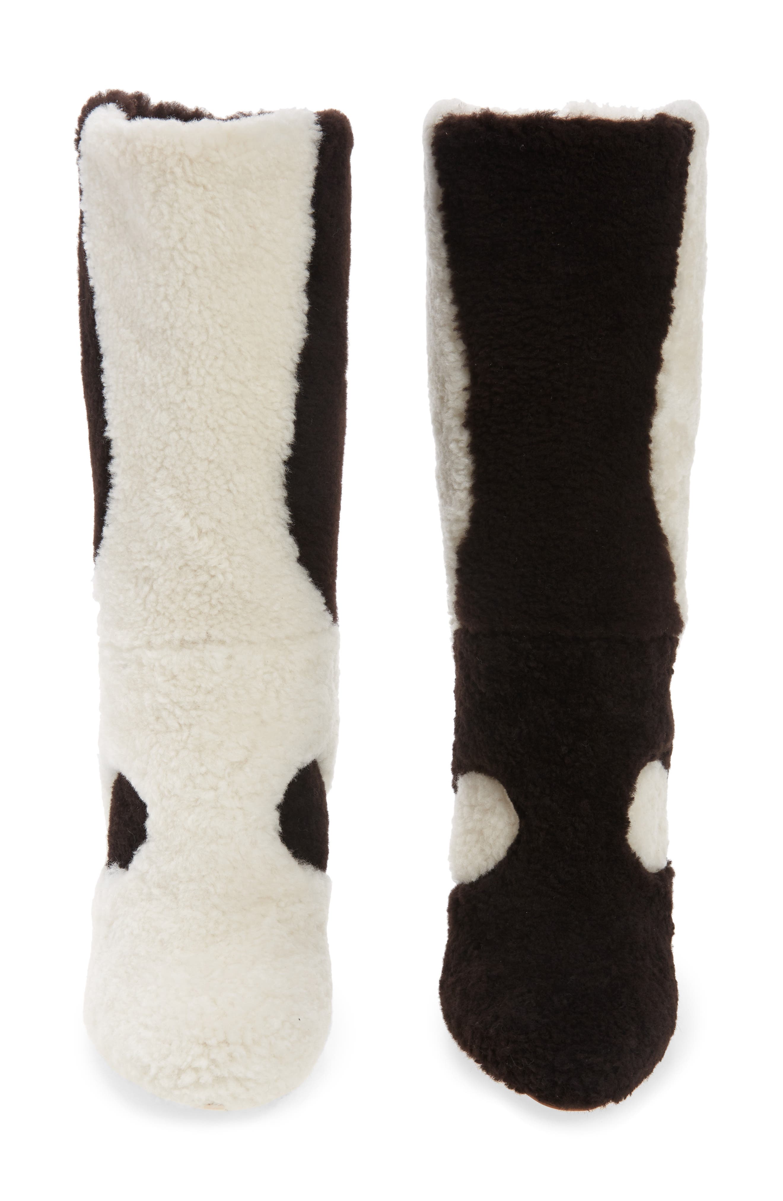 Yin Yang Genuine Shearling Boot, Alternate, color, DARK BROWN/CREAM