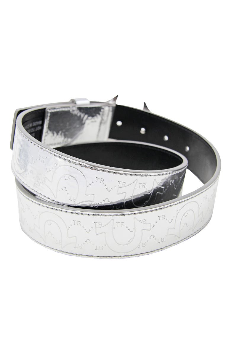 True Religion Argent Sage Horseshoe Buckle Belt, Alternate, color, Silver