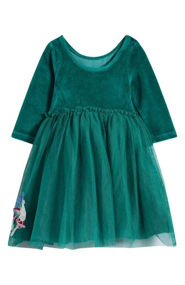 Mini Boden Kids' Appliqué Long Sleeve Velvet & Tulle Dress, Alternate, color, 