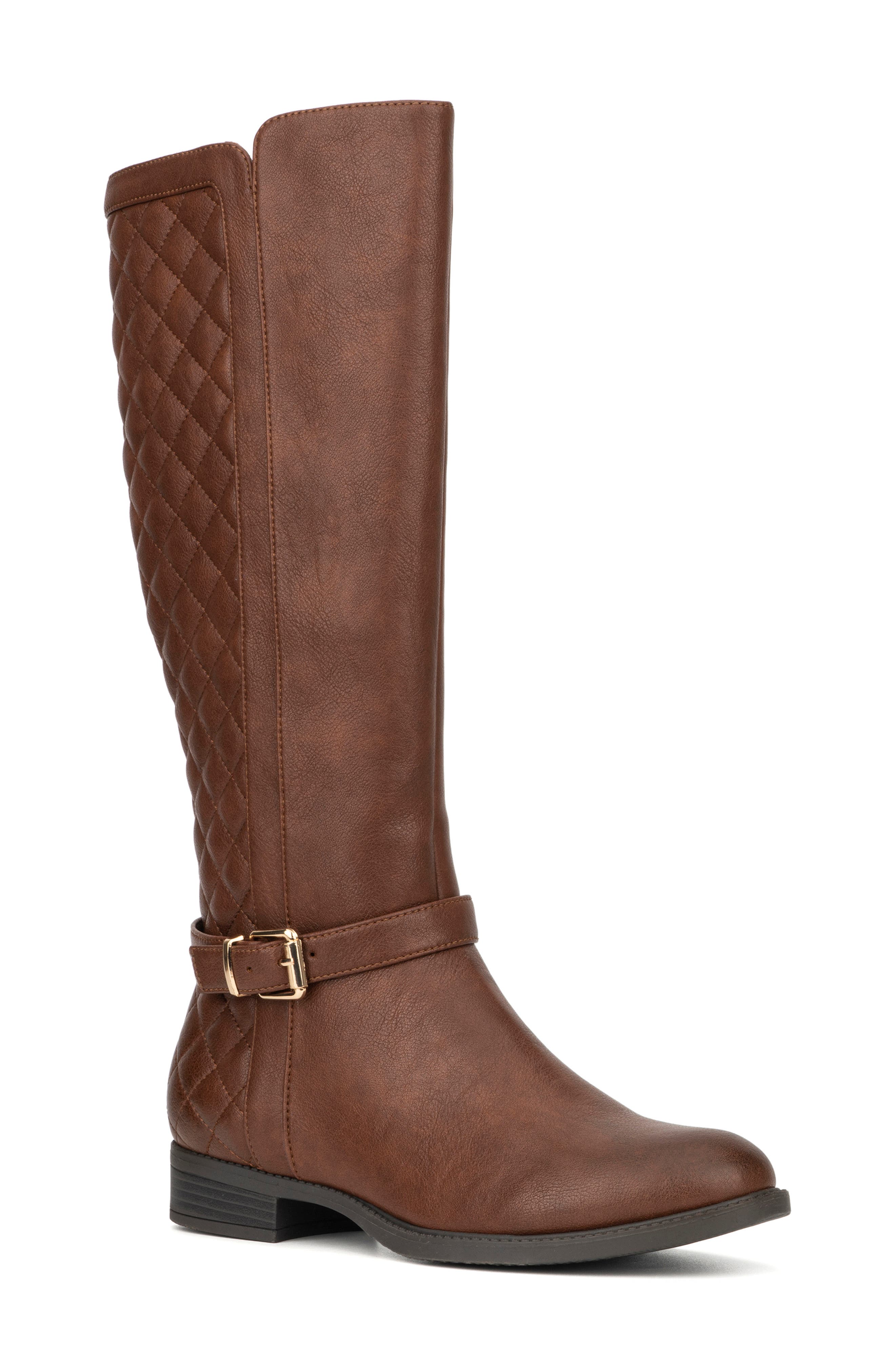 Enola Quilted Riding Boot, Main, color, COGNAC