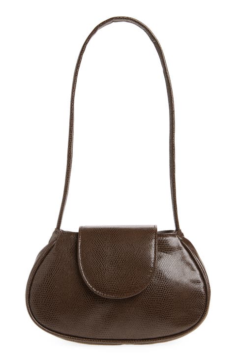 Ineva Faux Leather Lizard Embossed Baguette Bag
