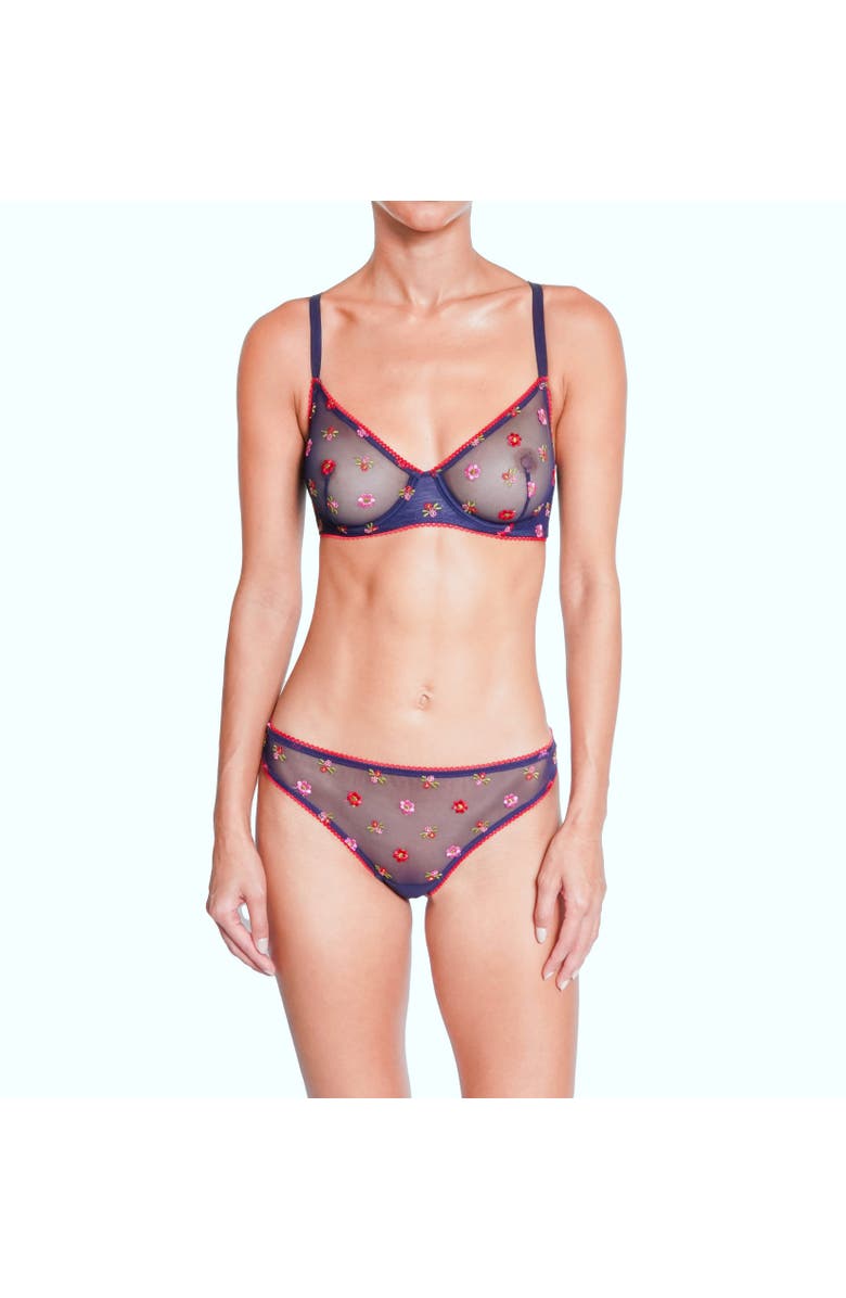 Huit Bisou Lace Underwire Bra, Alternate, color, Navy