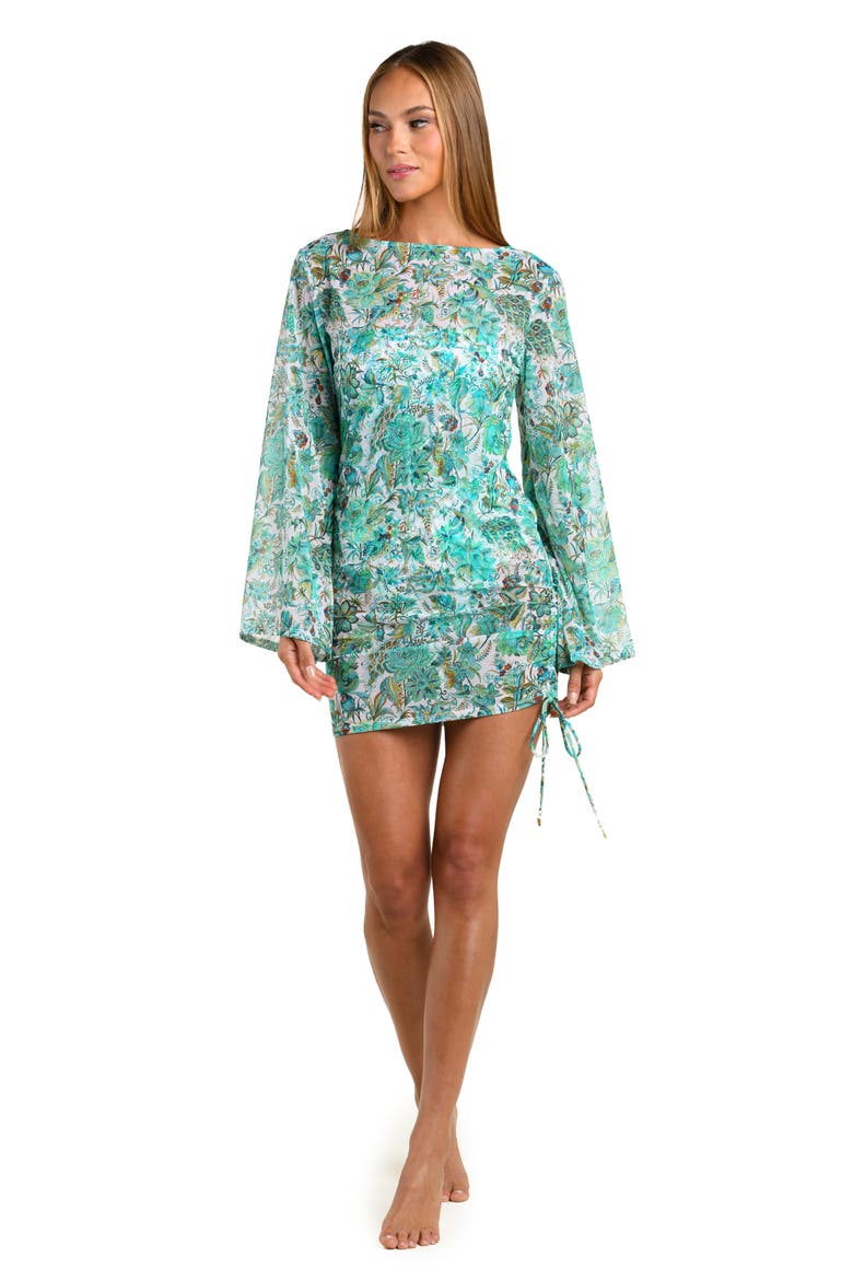 Free Spirit Long Sleeve Cover-Up Tunic, Alternate, color, BLUE/ GREEN MULTI