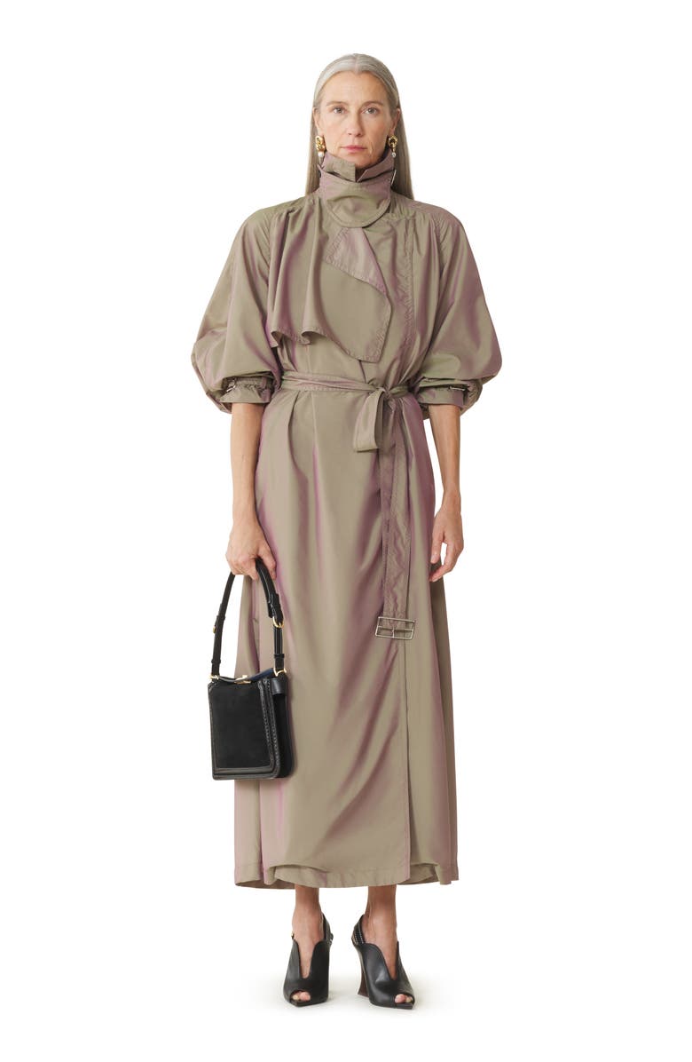 Lanvin Flowing Taffeta Trench Coat, Main, color, Taupe