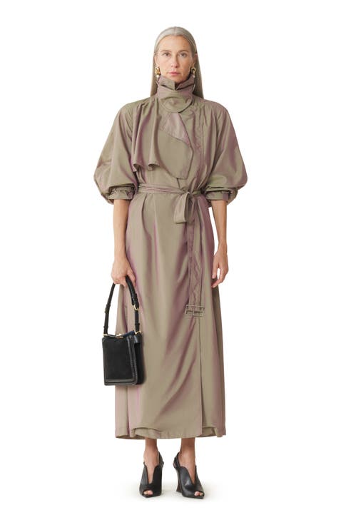 Flowing Taffeta Trench Coat