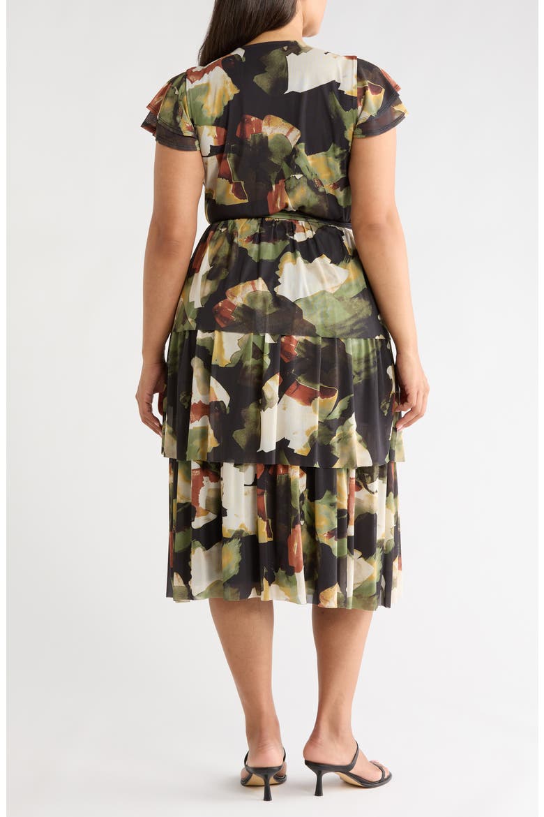 Flutter Sleeve Tiered Midi Dress, Alternate, color, LG ABSTRACT FRESCO X