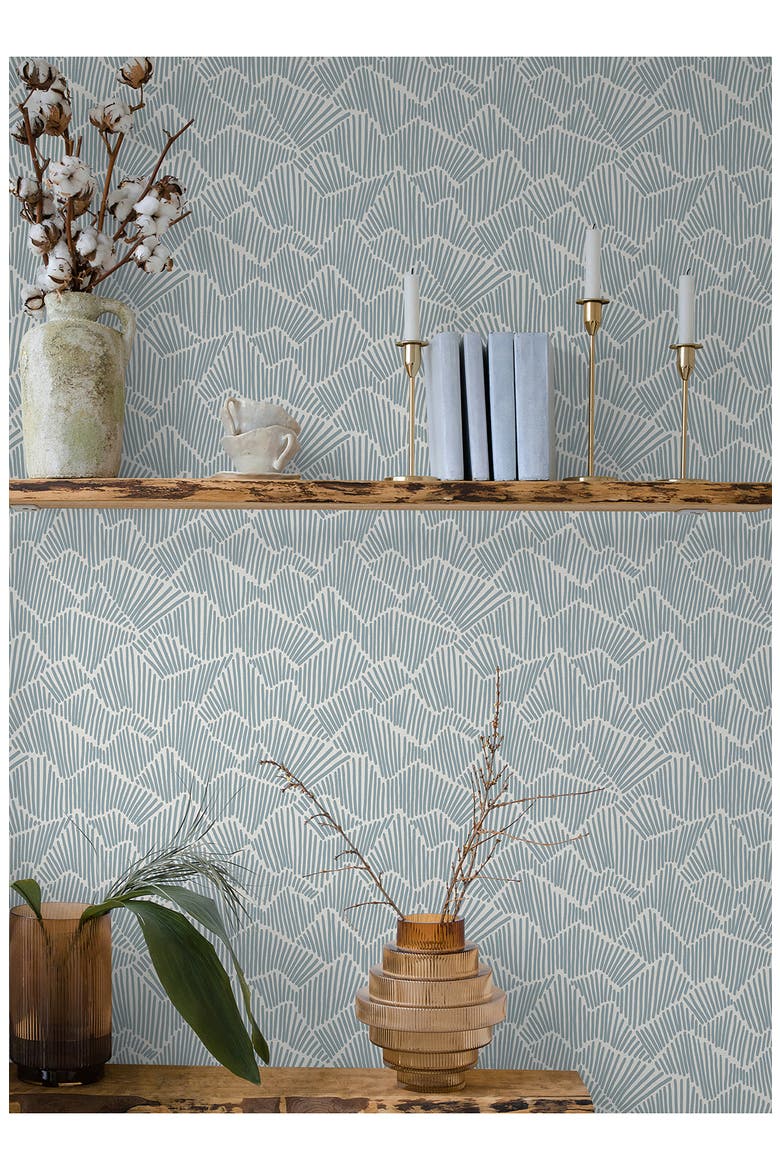 Ridge Valley Peel & Stick Wallpaper, Alternate, color, BLUE