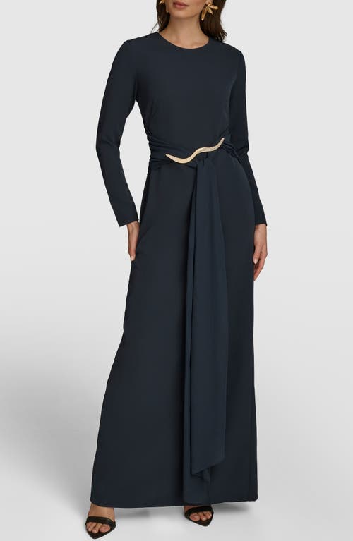 Donna Karan New York Long Sleeve Maxi Dress In Nightfall/nightfall