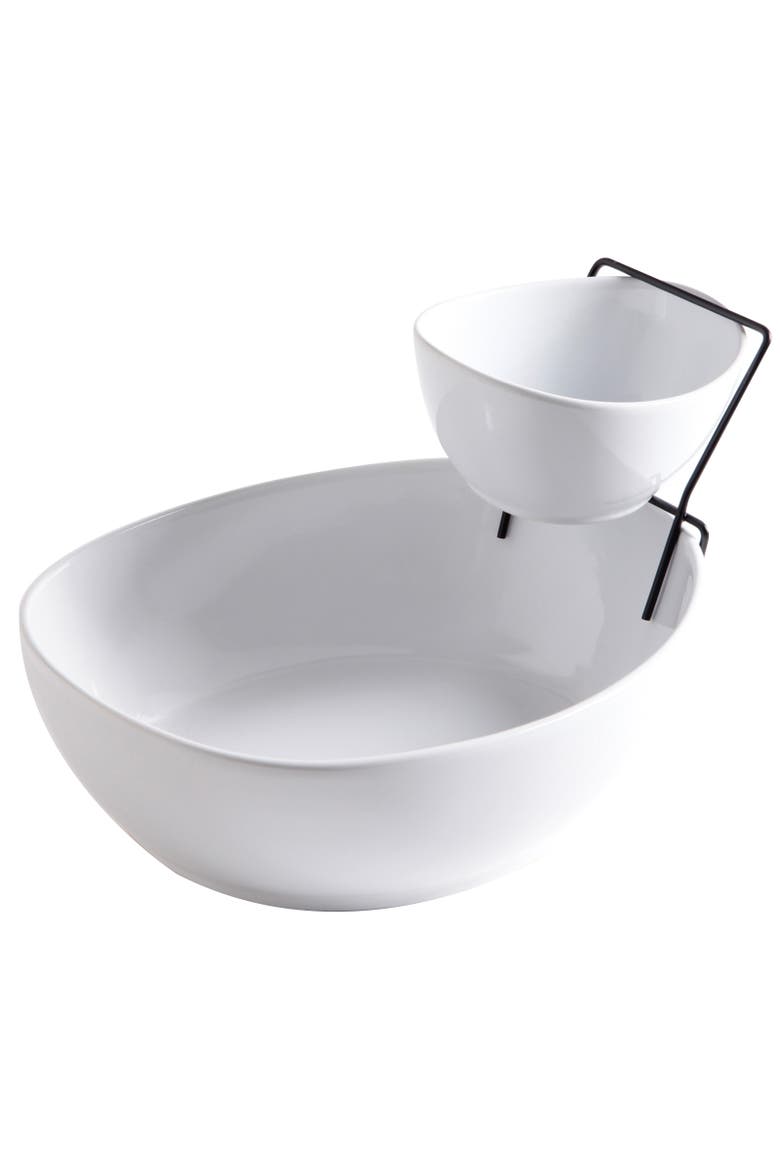 Gracious Dining 2 Tier Chip and Dip Server Set, Alternate, color, White