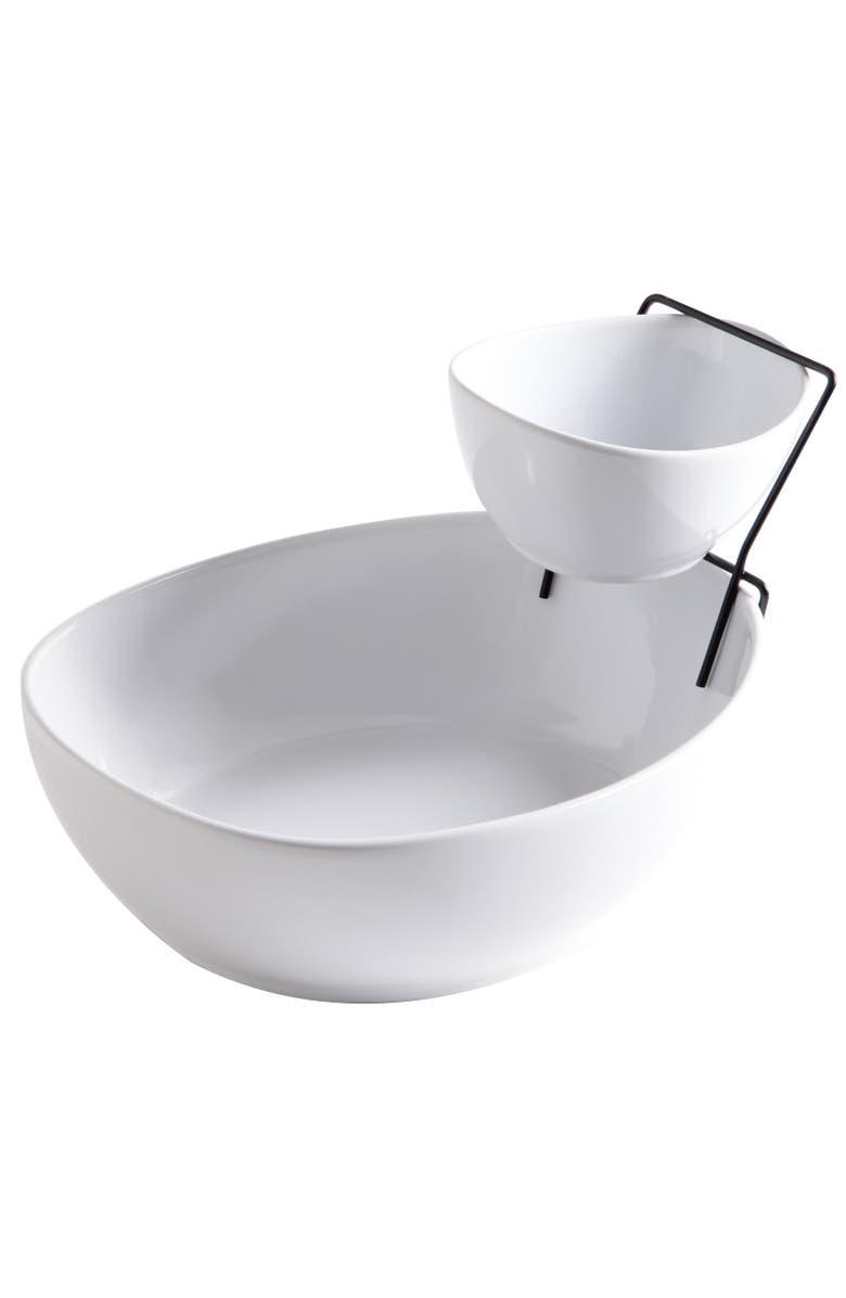 Gibson Gracious Dining 2 Tier Chip and Dip Server Set, Alternate, color, White