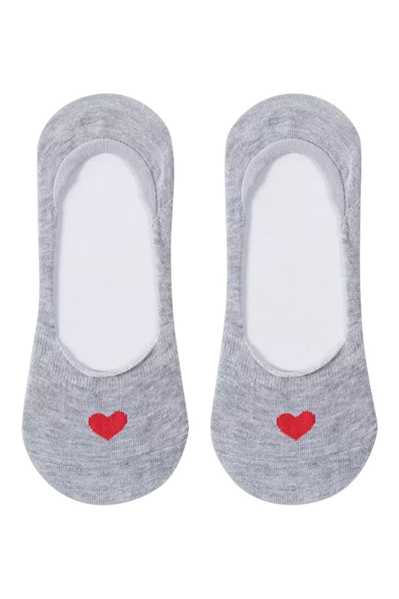 Secret Heart Embroidered No Show Socks, Alternate, color, PINK WHITE GREY