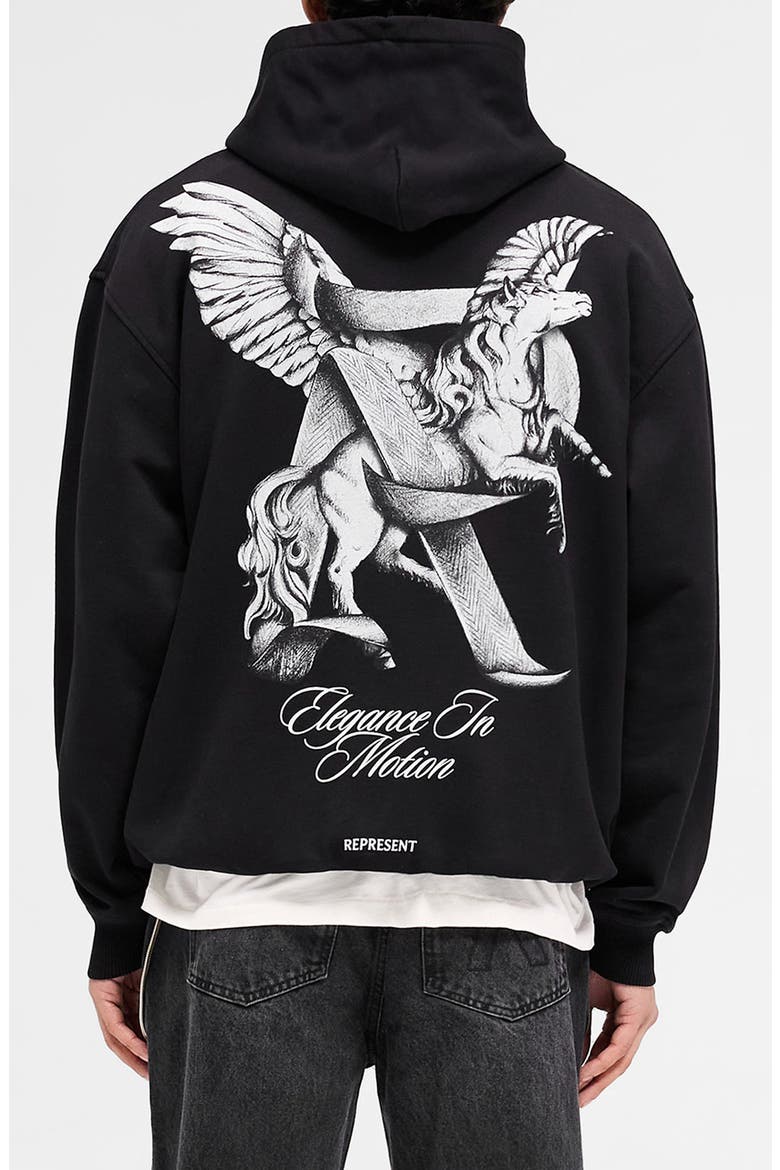 Elegance in Motion Cotton Graphic Hoodie, Alternate, color, JET BLACK
