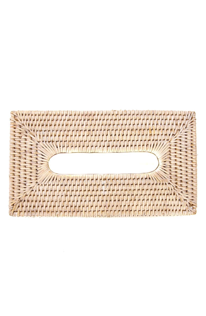 Artifacts Trading Company<sup>™</sup> Artifacts Rattan Rectangular Tissue Box Cover, Alternate, color, White Wash
