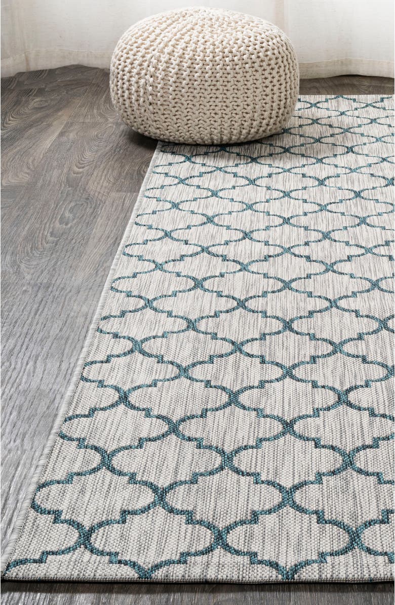 JONATHAN Y Galon Filigree Indoor/Outdoor Area Rug, Alternate, color, Gray/Teal