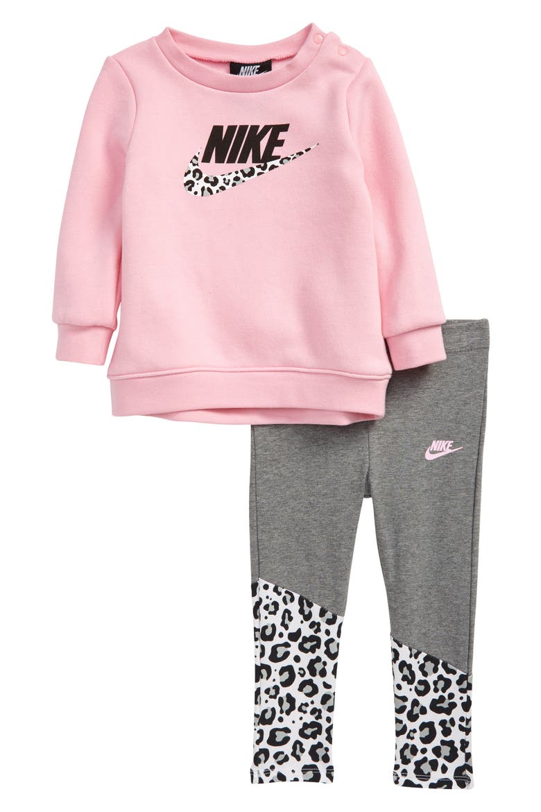 Fleece Sweatshirt & Leggings Set, Main, color, CARBON HEATHER