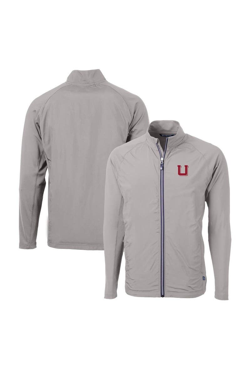 Cutter & Buck Men's Cutter & Buck Gray Utah Utes Adapt Eco Knit Hybrid Recycled Full-Zip Jacket, Main, color, 