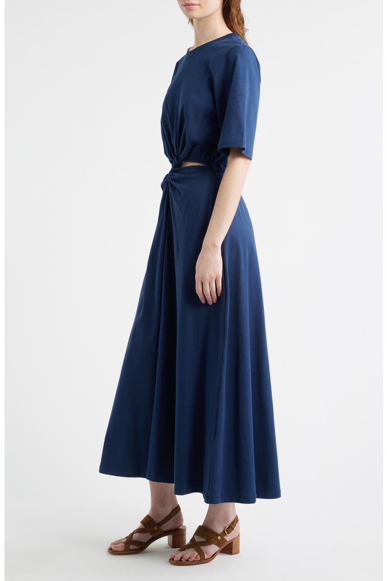 Waist Cutout Cotton Knit Dress, Alternate, color, DARK BLUE