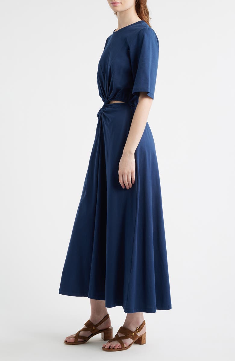 FARM Rio Waist Cutout Cotton Knit Dress, Alternate, color, Dark Blue