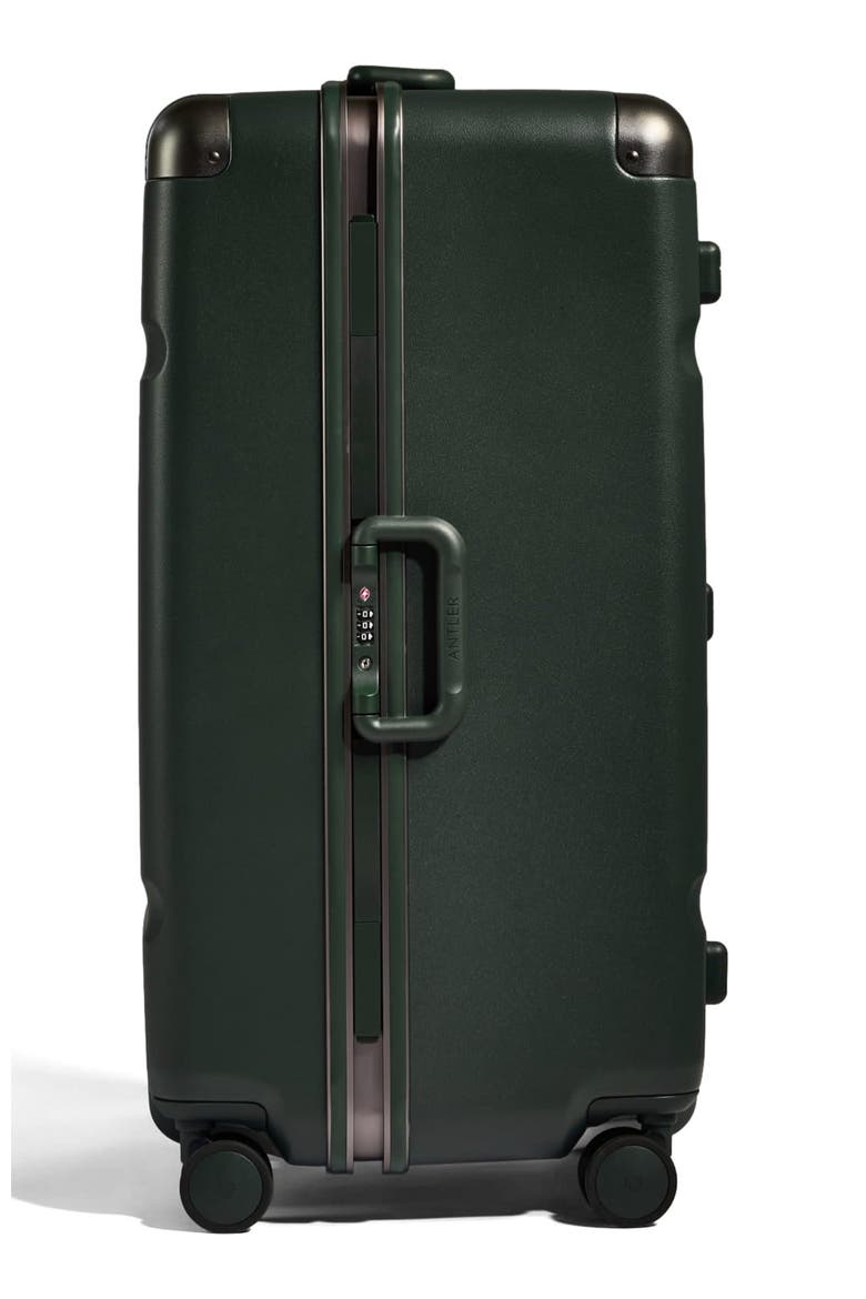 Heritage Stripe Trunk Suitcase, Alternate, color, Dark Forest Green