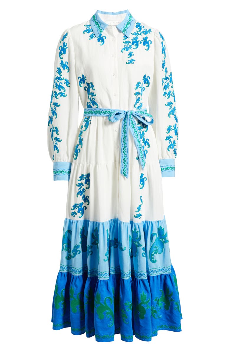 Elie Tahari The Cleo Floral Embroidered Maxi Shirtdress, Alternate, color, 