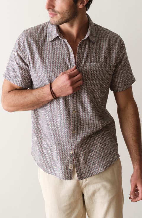 Classic Short Sleeve Stretch Cotton Selvage Button-Up Shirt