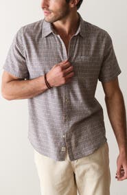 Marine Layer Classic Short Sleeve Stretch Cotton Selvage Button-Up Shirt