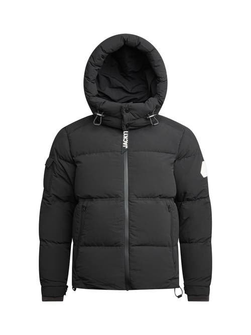 Jack1t Ez Water Hooded Puffer Racer Jacket In Black