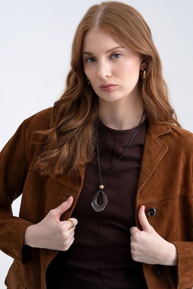 See Through Sphere Cord Necklace, Alternate, color, Gold
