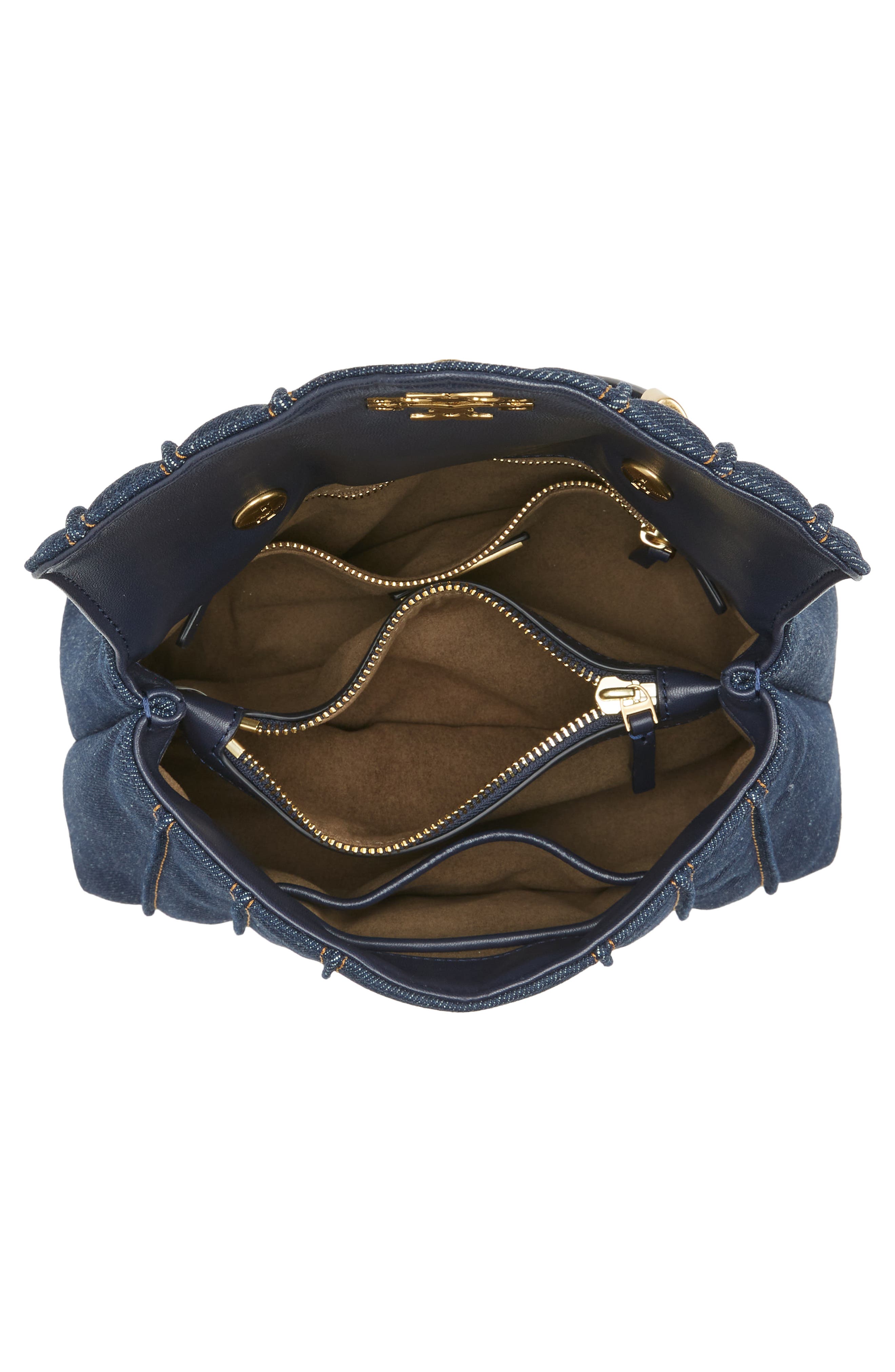 Tory Burch Kira Small Quilted Denim Satchel, Alternate, color, 