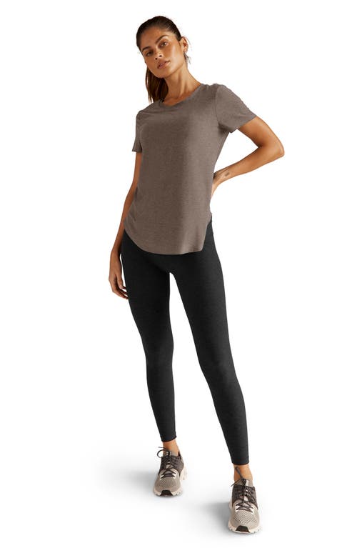 Beyond Yoga On The Down Low T-shirt In Soft Umber Heather