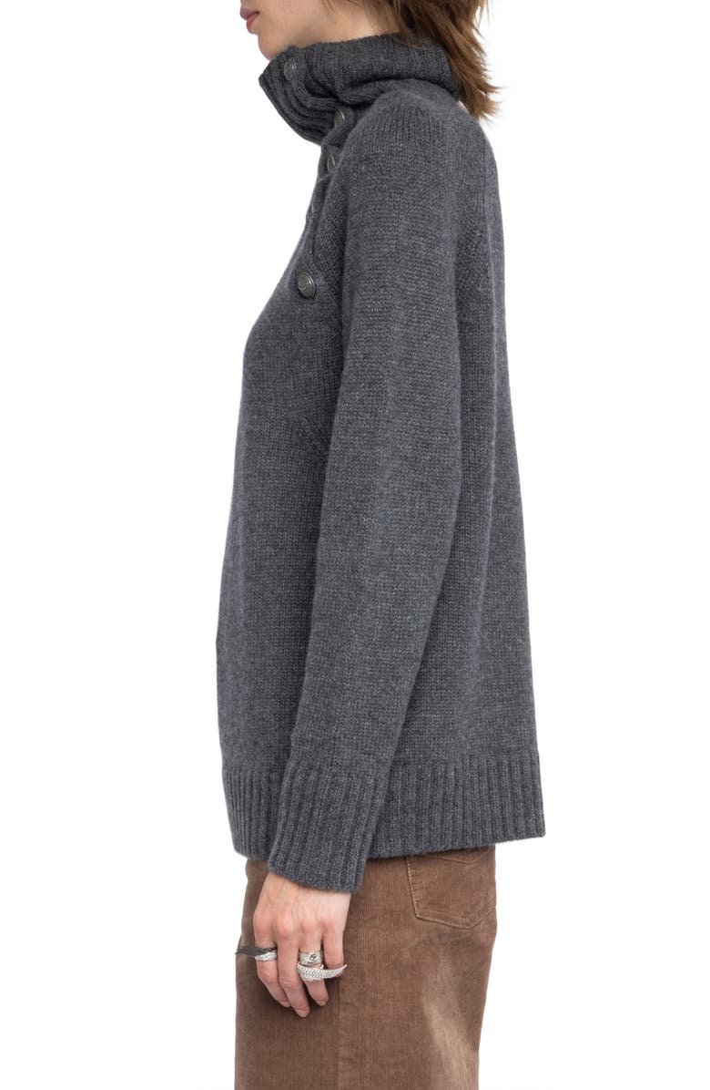 Zadig & Voltaire Mora Mock Neck Cashmere Sweater, Alternate, color, Anthracite