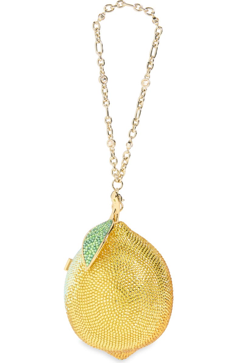 JUDITH LEIBER COUTURE Citron Crystal Embellished Wristlet, Main, color,