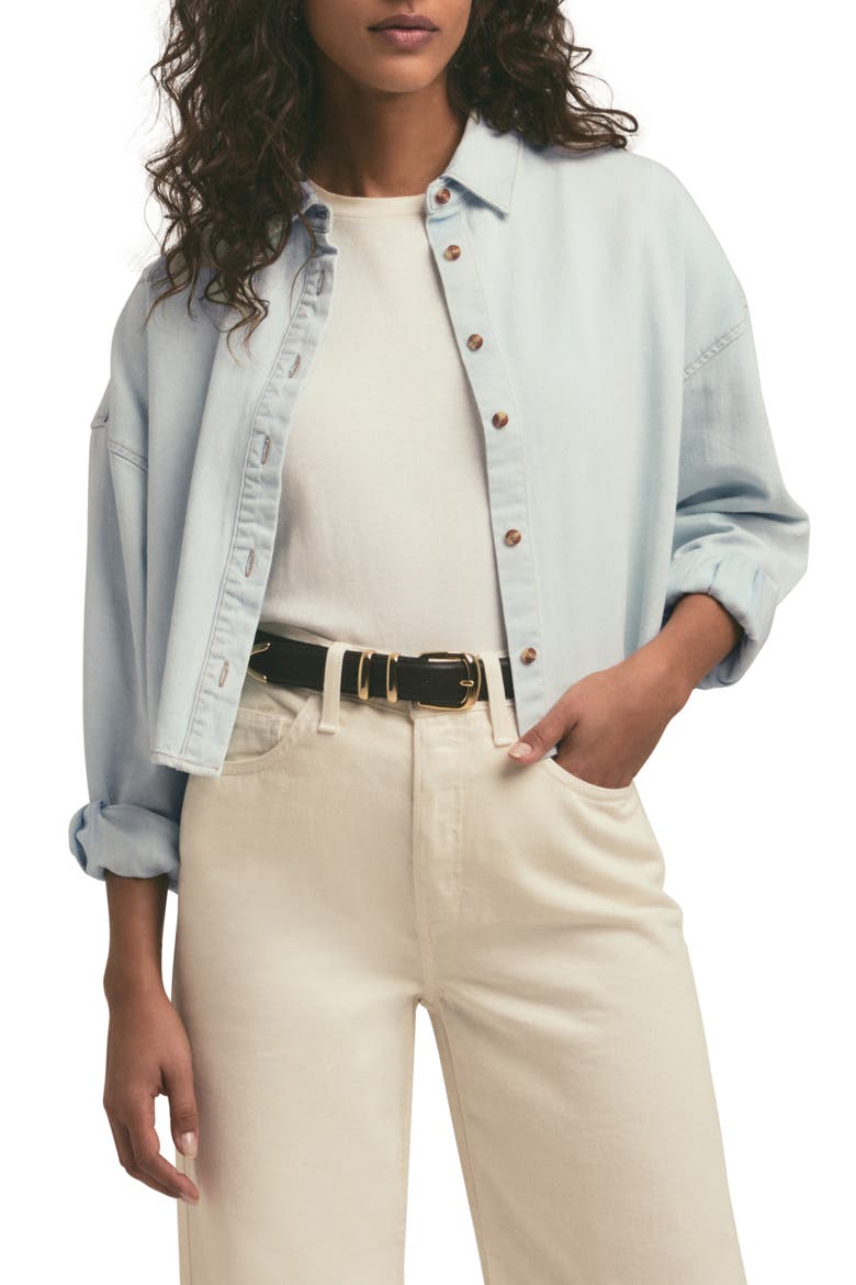 The Ex Boyfriend Crop Denim Shirt, Main, color, SIERRA