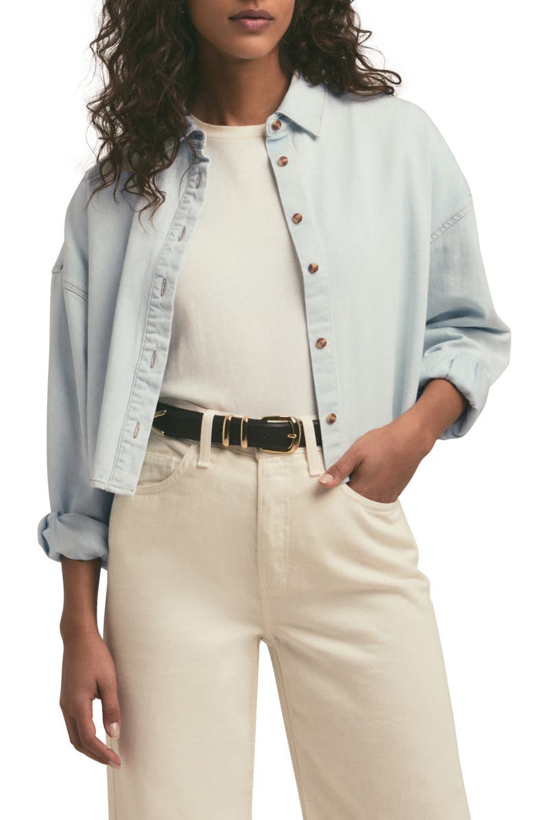 Favorite Daughter The Ex Boyfriend Crop Denim Shirt, Main, color, Sierra