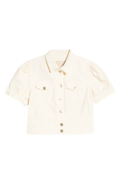 Kendra Short Sleeve Crop Denim Jacket