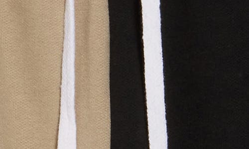 Fleece Factory Split Cotton Blend Shorts In Beige/black