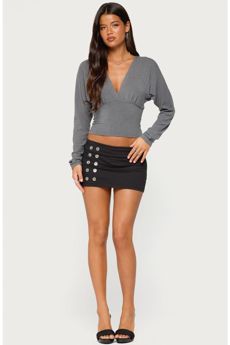 Gilla V-Neck Long Sleeve Top, Alternate, color, DARK-GRAY-MELANGE