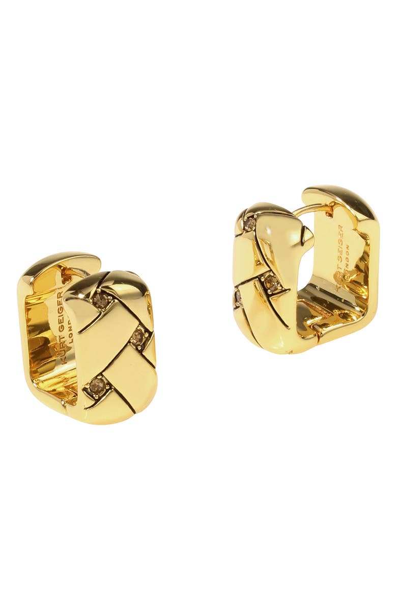 Kurt Geiger London Quilted Chain Huggie Hoop Earrings, Alternate, color, 