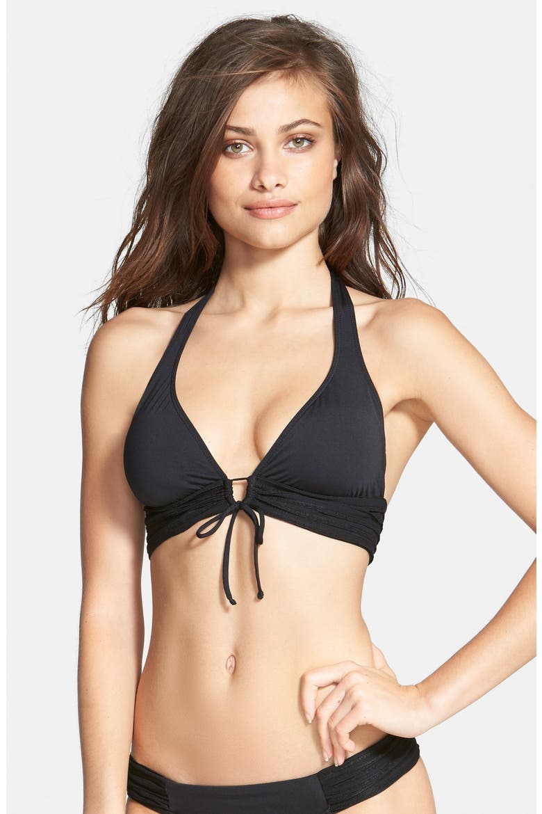 'Yolanda' Halter Bikini Top, Main, color, BLACK
