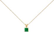 Haus of Brilliance 14K Gold 5x5 MM Square Shaped Gemstone Solitaire Pendant Necklace