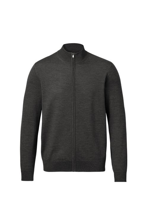 Charles Tyrwhitt Pure Merino Full Zip Through Cardigan In Gray