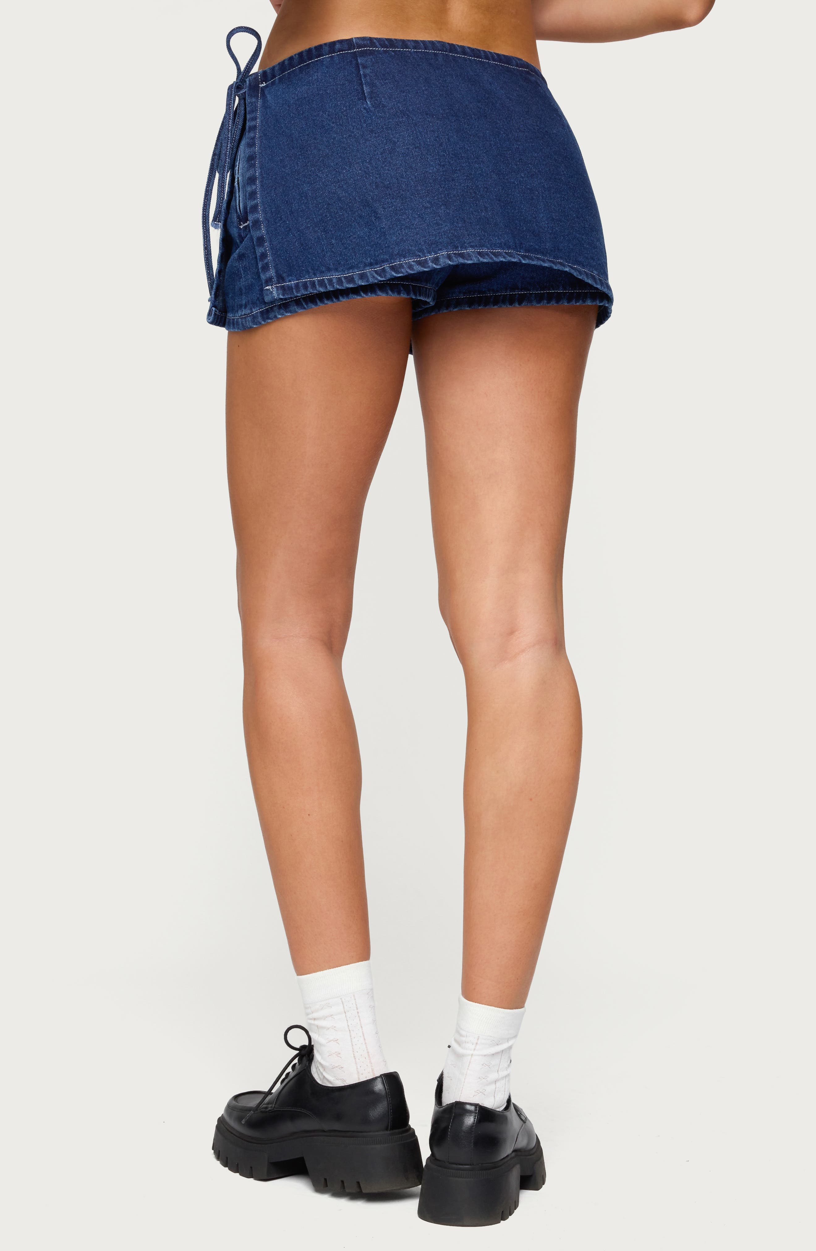 Giselle Wrap Low Rise Denim Miniskort - image 2