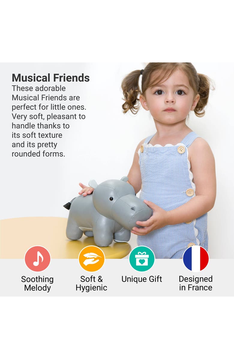 Little Big Friends Musical Animals - Hippo, Plush Baby Music Box, Nursery Toy, Alternate, color, Grey